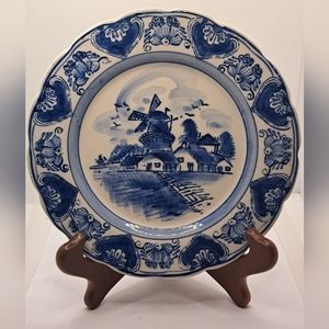DELFT Holland Netherlands Collection Signed Landscape Mill Decor Plate
